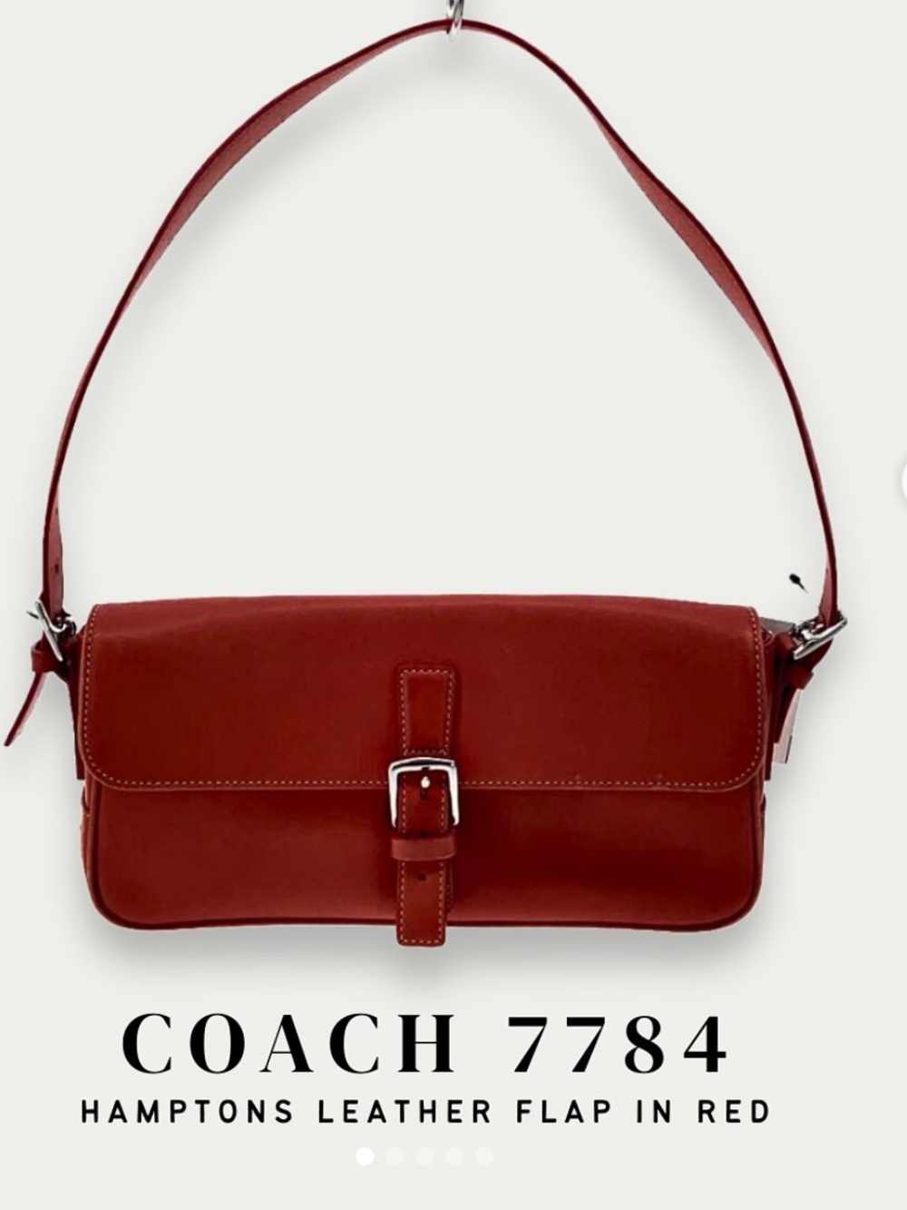 Rare Vintage Coach 7784 Hamptons Flap Shoulder Bag Red Leather Y2K Purse